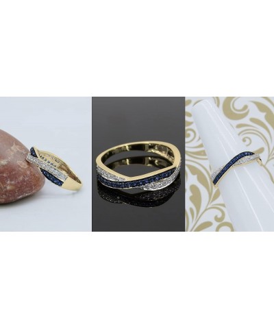 Blue Sapphire & White Diamond Swirl Stackable Wedding Band in Gold 4.5 14K Gold Yellow Gold $239.30 Bracelets