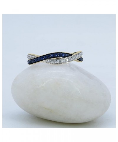 Blue Sapphire & White Diamond Swirl Stackable Wedding Band in Gold 4.5 14K Gold Yellow Gold $239.30 Bracelets