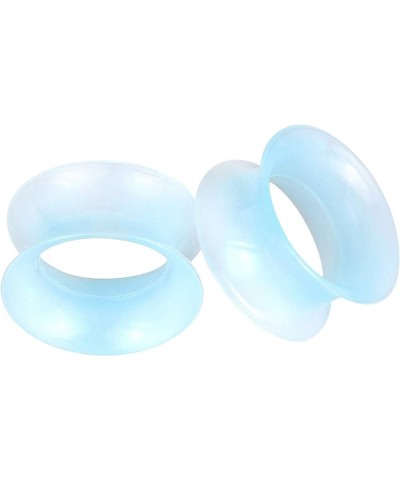 2 Pcs Luminous Extra Soft Silicone Flexible Ear Skin Tunnels Plugs Expanders Gauges Hollow Body Piercing 2G-3/4 Light Blue 00...