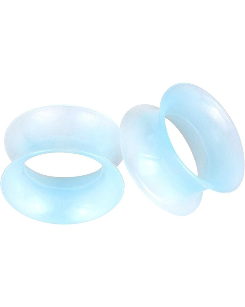 2 Pcs Luminous Extra Soft Silicone Flexible Ear Skin Tunnels Plugs Expanders Gauges Hollow Body Piercing 2G-3/4 Light Blue 00...