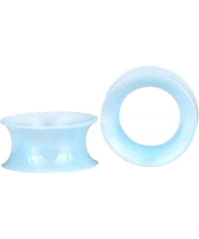 2 Pcs Luminous Extra Soft Silicone Flexible Ear Skin Tunnels Plugs Expanders Gauges Hollow Body Piercing 2G-3/4 Light Blue 00...