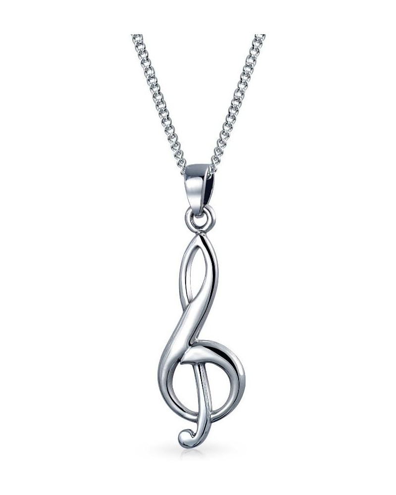 Classic Musical Treble G Clef Note Brooch Pin, Stud Earrings, Necklace For Musician Women Teen Teacher Student .925 Sterling ...