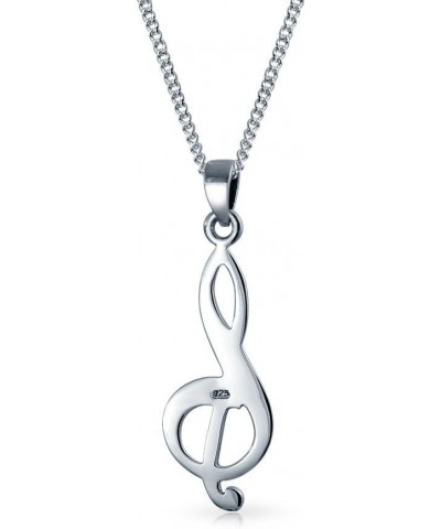 Classic Musical Treble G Clef Note Brooch Pin, Stud Earrings, Necklace For Musician Women Teen Teacher Student .925 Sterling ...