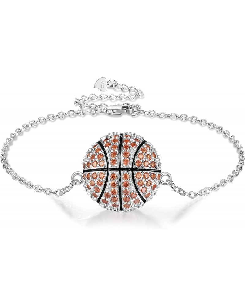 Basketball Baseball Volleyball Bracelet Sterling Silver Basketball Basketball Volleyball Link Bracelet Sports Jewelry Gifts F...