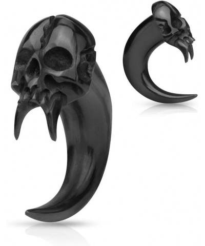 Angel of Death Skull Hand Carved Organic Horn Taper 8GA (3mm) $15.36 Body Jewelry