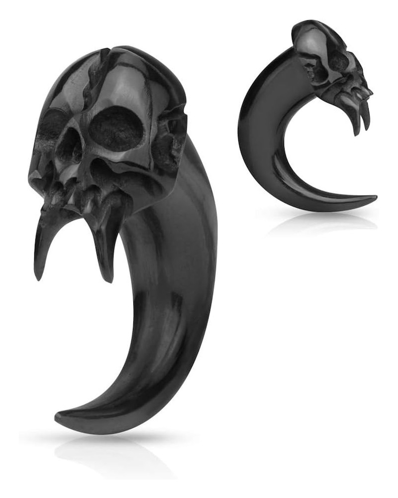 Angel of Death Skull Hand Carved Organic Horn Taper 8GA (3mm) $15.36 Body Jewelry