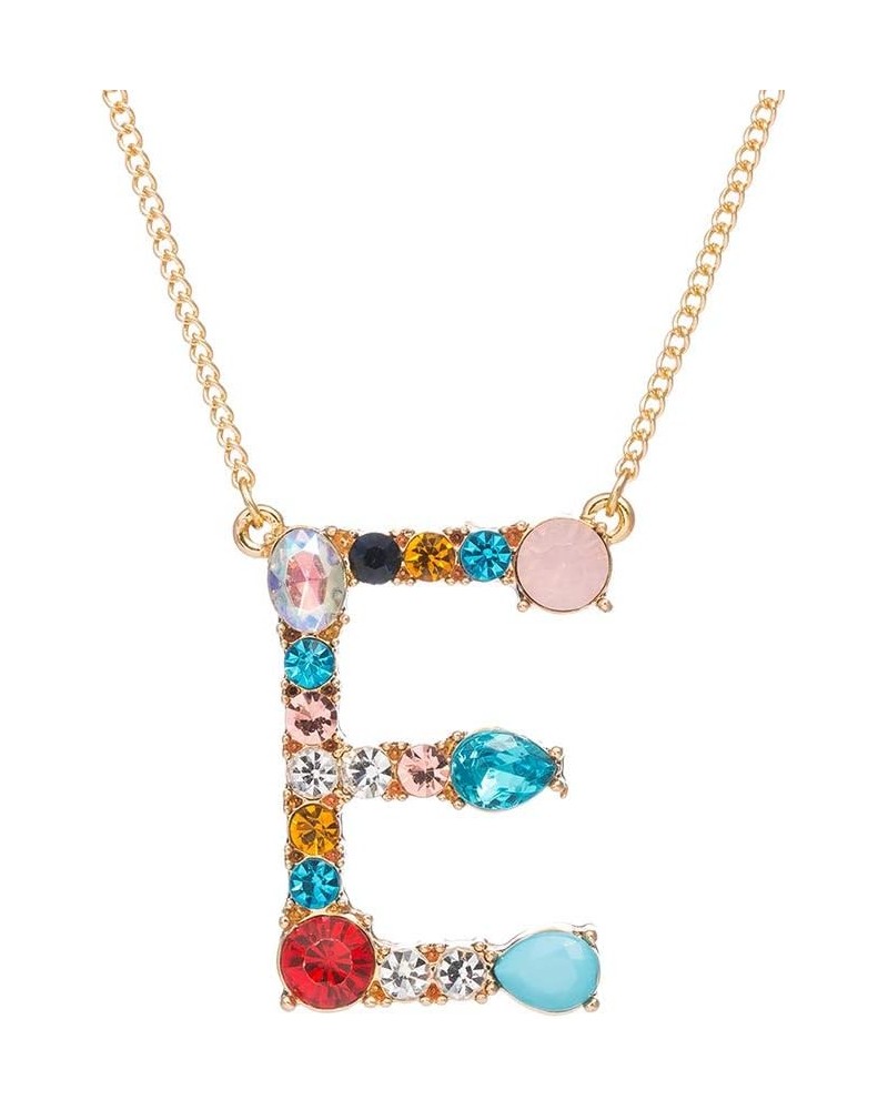 Large Initial Necklace for Girls Women in Colorful Rhinestone Silver Gold Plated 26 Letters Alphabet Pendant A-Z, 20"+2 Gold-...