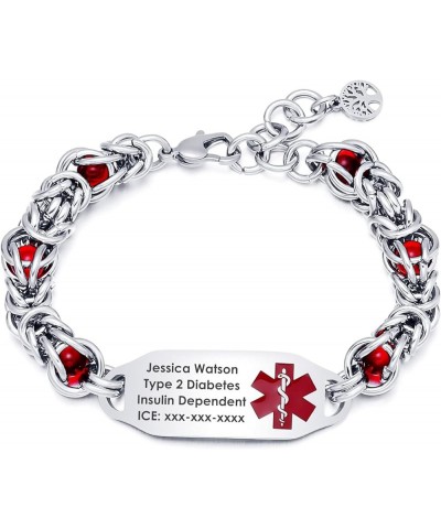 Stainless Steel Medical Alert Bracelets for Women with Free Engraving Customizable Medical ID Bracelets for Men Adjustable Em...