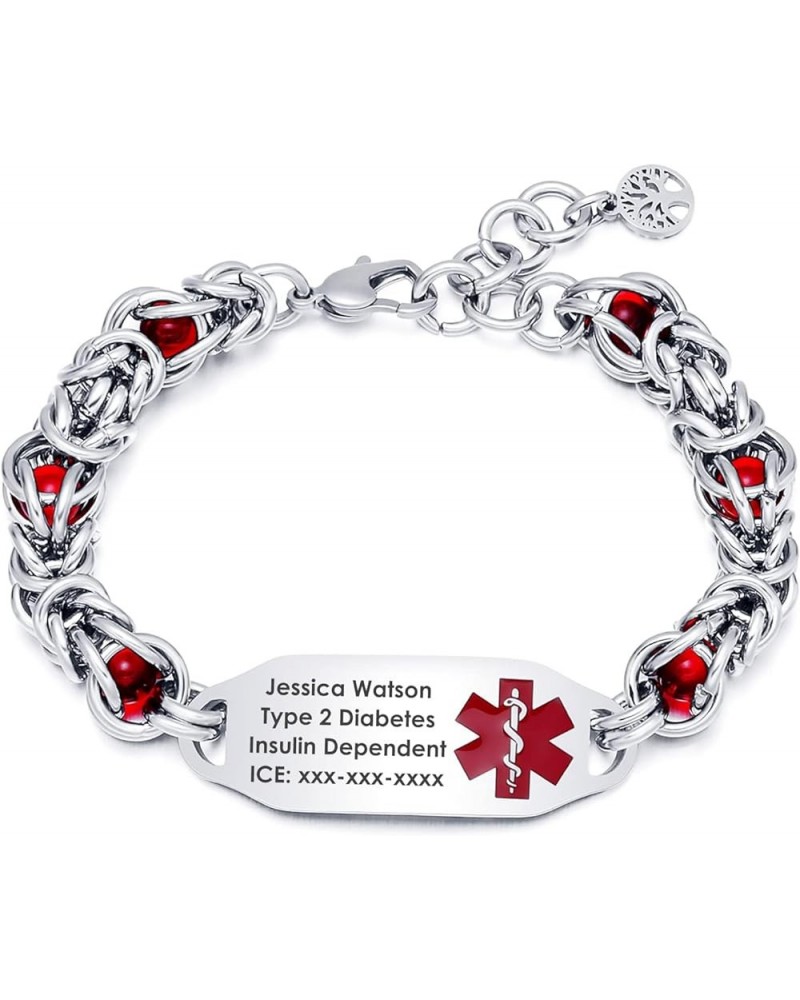 Stainless Steel Medical Alert Bracelets for Women with Free Engraving Customizable Medical ID Bracelets for Men Adjustable Em...