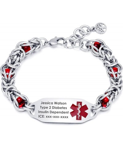 Stainless Steel Medical Alert Bracelets for Women with Free Engraving Customizable Medical ID Bracelets for Men Adjustable Em...