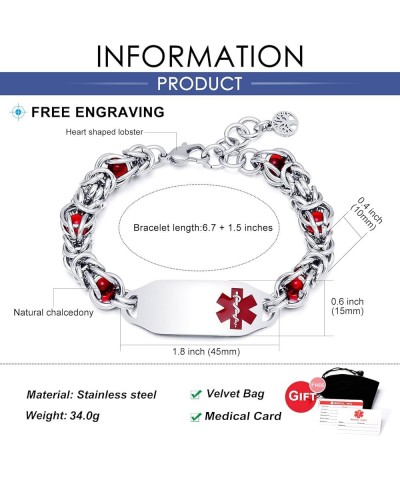 Stainless Steel Medical Alert Bracelets for Women with Free Engraving Customizable Medical ID Bracelets for Men Adjustable Em...