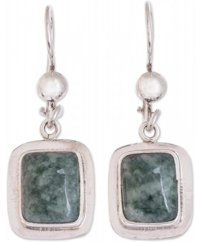 Artisan Handmade Jade Dangle Earrings Fair Trade Modern Green Silver Sterling Guatemala 'Modern Maya' $31.26 Earrings