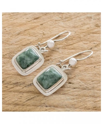 Artisan Handmade Jade Dangle Earrings Fair Trade Modern Green Silver Sterling Guatemala 'Modern Maya' $31.26 Earrings