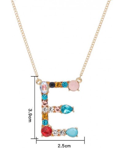 Large Initial Necklace for Girls Women in Colorful Rhinestone Silver Gold Plated 26 Letters Alphabet Pendant A-Z, 20"+2 Gold-...