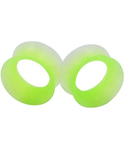 2 PC Extra Soft Silicone Flexible Ear Skin Tunnels Plugs Expanders Gauges Hollow Body Piercing 8G-25mm Green 14mm(9/16") $6.7...