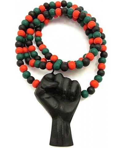 Power Fist All Natural Wood or Metal Pendant Necklace BLACK/ 30 INCH RED, GREEN, BLACK BEAD NECKLACE $11.48 Necklaces