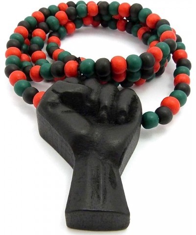 Power Fist All Natural Wood or Metal Pendant Necklace BLACK/ 30 INCH RED, GREEN, BLACK BEAD NECKLACE $11.48 Necklaces