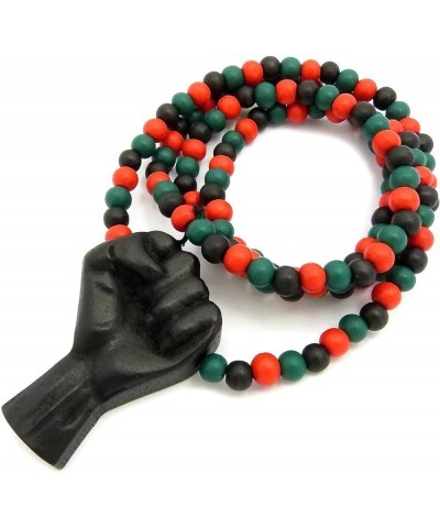 Power Fist All Natural Wood or Metal Pendant Necklace BLACK/ 30 INCH RED, GREEN, BLACK BEAD NECKLACE $11.48 Necklaces