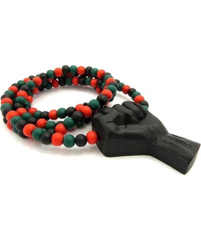 Power Fist All Natural Wood or Metal Pendant Necklace BLACK/ 30 INCH RED, GREEN, BLACK BEAD NECKLACE $11.48 Necklaces