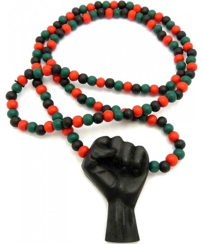 Power Fist All Natural Wood or Metal Pendant Necklace BLACK/ 30 INCH RED, GREEN, BLACK BEAD NECKLACE $11.48 Necklaces