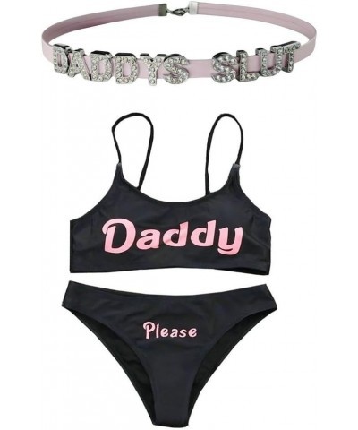 Pink DADDY'S SLUT Choker Necklaces,Rhinestone Chokers For Women Honey Princess Hotwife,Cute Sexy Dad Collar For Girls,PU Faux...