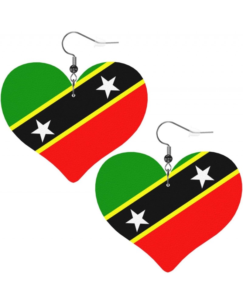 Leather Earrings For Women St.Kitts And Nevis Large Flag Lightweight Heart Earrings Festival Jewelry For Women Girls $8.11 Ea...