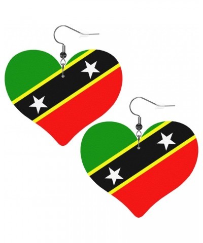 Leather Earrings For Women St.Kitts And Nevis Large Flag Lightweight Heart Earrings Festival Jewelry For Women Girls $8.11 Ea...