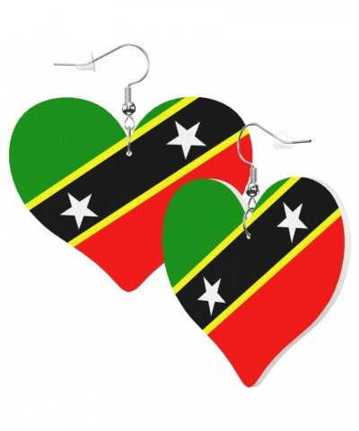 Leather Earrings For Women St.Kitts And Nevis Large Flag Lightweight Heart Earrings Festival Jewelry For Women Girls $8.11 Ea...