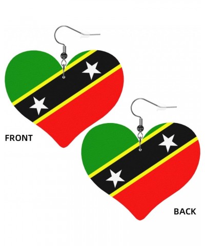 Leather Earrings For Women St.Kitts And Nevis Large Flag Lightweight Heart Earrings Festival Jewelry For Women Girls $8.11 Ea...