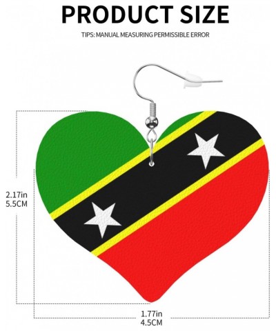 Leather Earrings For Women St.Kitts And Nevis Large Flag Lightweight Heart Earrings Festival Jewelry For Women Girls $8.11 Ea...