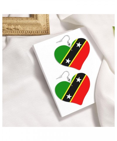 Leather Earrings For Women St.Kitts And Nevis Large Flag Lightweight Heart Earrings Festival Jewelry For Women Girls $8.11 Ea...