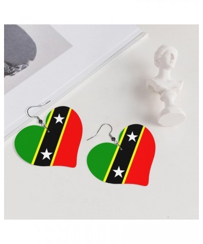 Leather Earrings For Women St.Kitts And Nevis Large Flag Lightweight Heart Earrings Festival Jewelry For Women Girls $8.11 Ea...