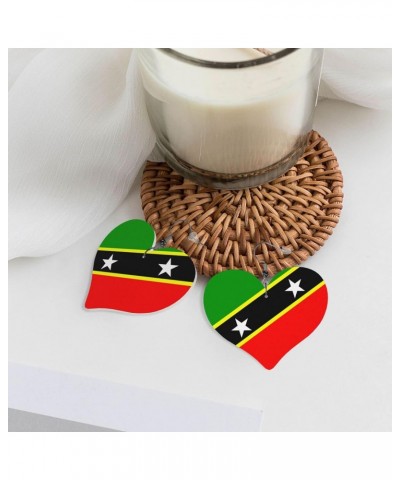 Leather Earrings For Women St.Kitts And Nevis Large Flag Lightweight Heart Earrings Festival Jewelry For Women Girls $8.11 Ea...