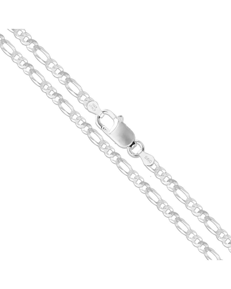 Sterling Silver Flat Figaro Chain 1mm-4.5mm Solid 925 Italy Link Women's Men's Necklace 3.4mm Length 28 Inches $15.84 Necklaces