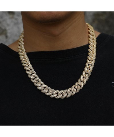 18mm Iced Out Cuban Link Chain 18K White Gold Plated Miami Bling 5A+ Cubic Zirconia Diamond Chain Hip Hop Rapper Thick Cuban ...