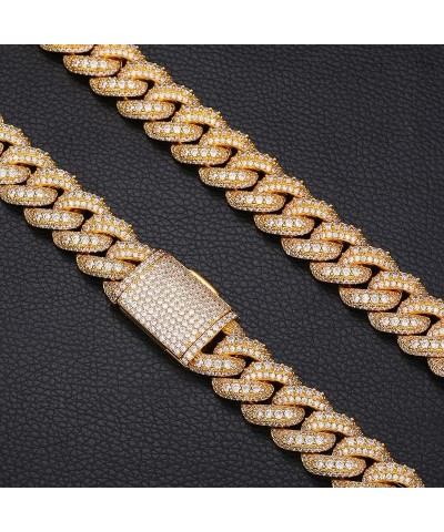 18mm Iced Out Cuban Link Chain 18K White Gold Plated Miami Bling 5A+ Cubic Zirconia Diamond Chain Hip Hop Rapper Thick Cuban ...