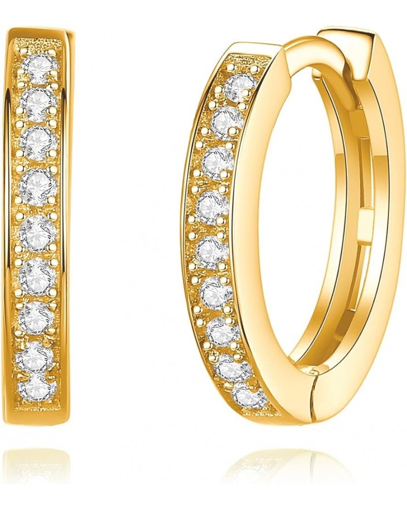 925 Sterling Silver Cubic Zirconia Huggie Hoop Earrings Gold Sterling Silver $10.79 Earrings