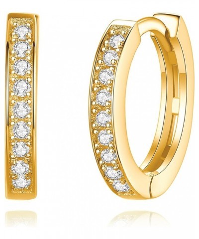 925 Sterling Silver Cubic Zirconia Huggie Hoop Earrings Gold Sterling Silver $10.79 Earrings