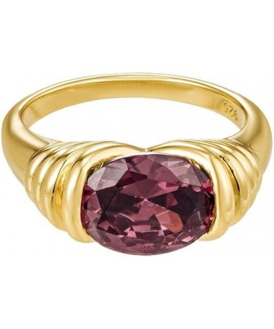 18K Gold Trendy Chunky Vintage Cocktail Statement Signet Ring 10 02-Dark Amethyst $19.90 Rings