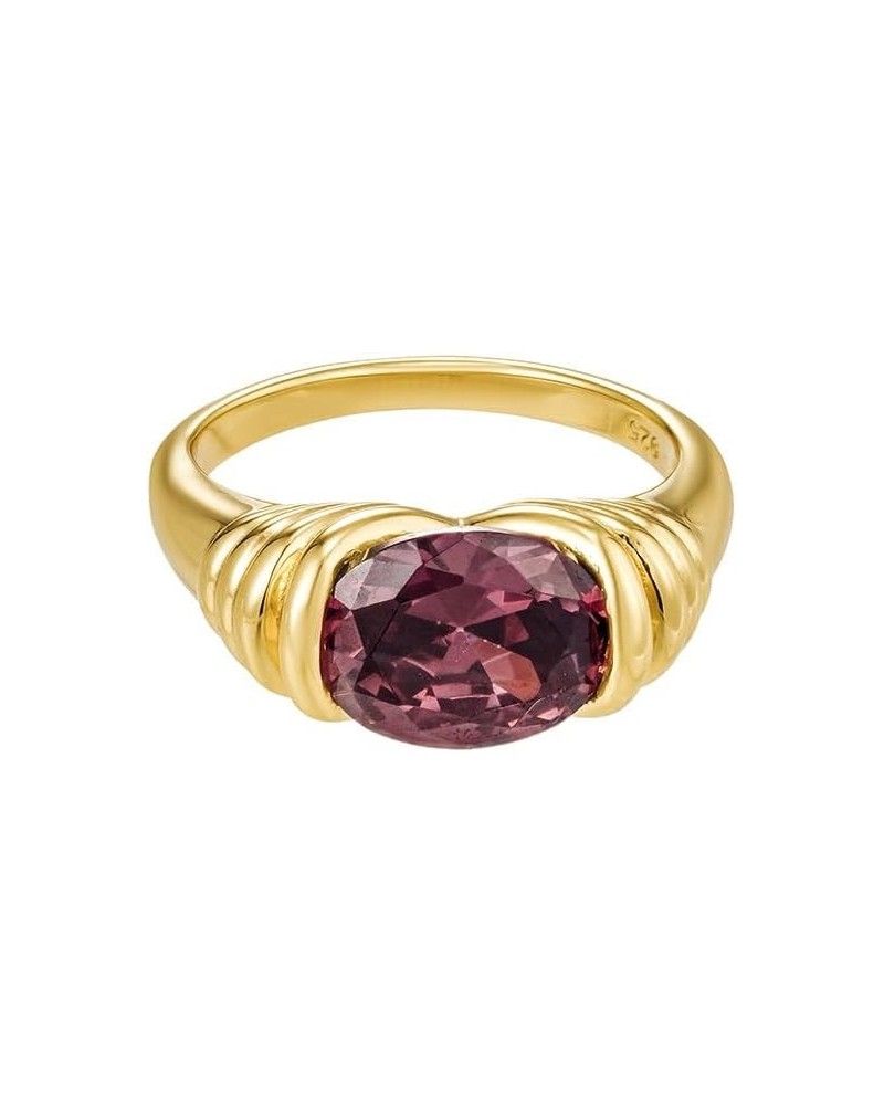 18K Gold Trendy Chunky Vintage Cocktail Statement Signet Ring 10 02-Dark Amethyst $19.90 Rings