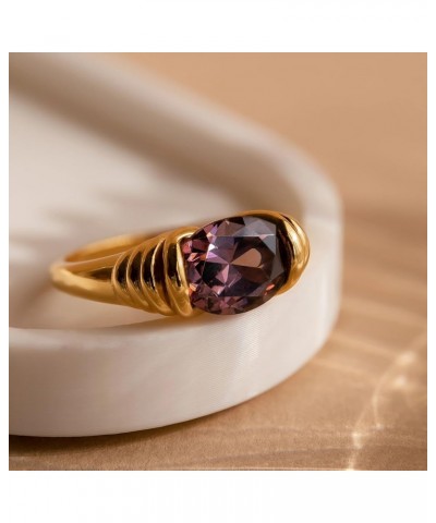 18K Gold Trendy Chunky Vintage Cocktail Statement Signet Ring 10 02-Dark Amethyst $19.90 Rings