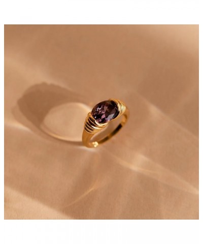 18K Gold Trendy Chunky Vintage Cocktail Statement Signet Ring 10 02-Dark Amethyst $19.90 Rings