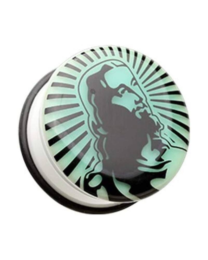 Glow in the Dark Jesus Single Flared Ear Gauge Plug 1" (25mm) $9.71 Body Jewelry