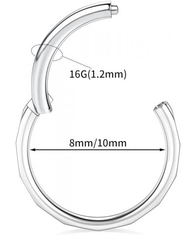 316L Surgical Steel Hinged Nose Rings Hoop 20G 18G 16G 14G 12G 10G 8G 6G Seamless Piercing Rings for Nose Septum Cartilage He...