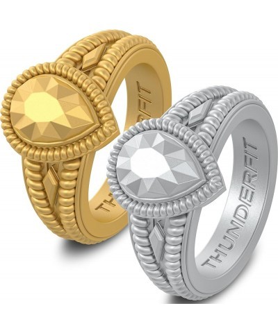 Women's Silicone Wedding Ring Like Diamond - 4.4mm~12.4mm Wide, 2mm~5.5mm Thick 7.5 - 8 (17.3mm) Silver, Gold $14.55 Rings