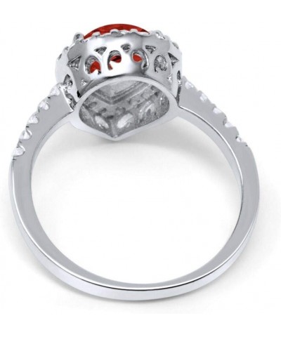 Halo Teardrop Bridal Filigree Ring Pear Round Cubic Zirconia 925 Sterling Silver Simulated Garnet $11.44 Rings