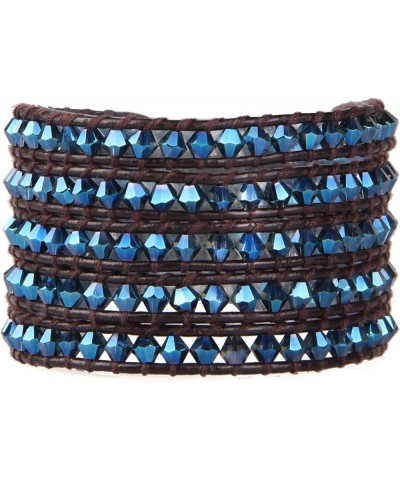 Women Lavender Crystal Beads 5 Wrap Bracelet Handmade Exclusive Women Gifts Dark Blue $15.17 Bracelets