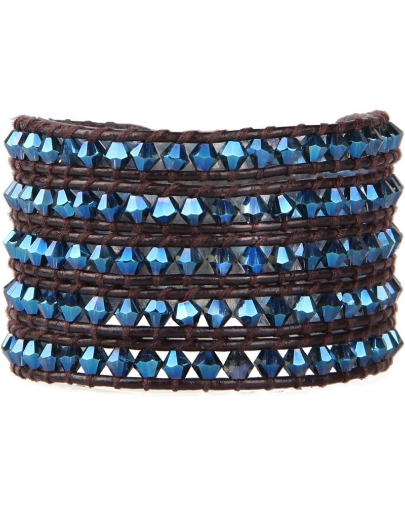 Women Lavender Crystal Beads 5 Wrap Bracelet Handmade Exclusive Women Gifts Dark Blue $15.17 Bracelets