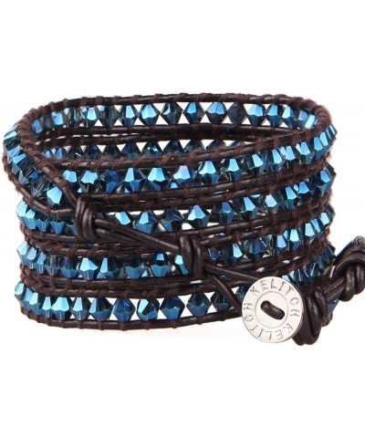 Women Lavender Crystal Beads 5 Wrap Bracelet Handmade Exclusive Women Gifts Dark Blue $15.17 Bracelets