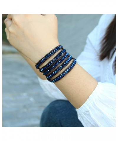 Women Lavender Crystal Beads 5 Wrap Bracelet Handmade Exclusive Women Gifts Dark Blue $15.17 Bracelets